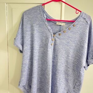 New In Boutique Blue Gray Polo T-Shirt Short Sleeve Relaxed